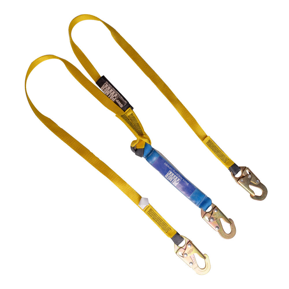 6-ft.-Double-Lanyard,-Blue-Shock-Absorber,-Steel-Snap-Hooks