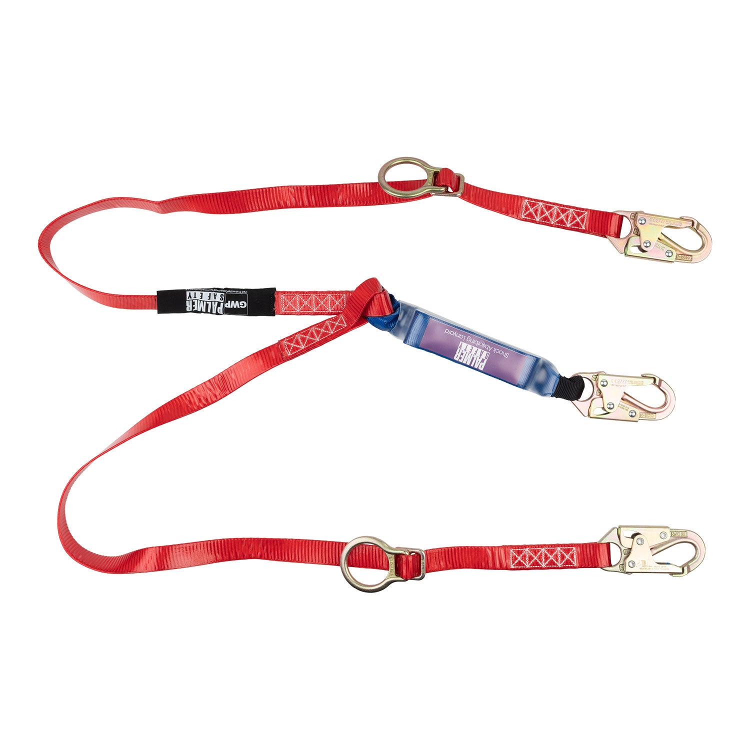Lanyard-6-ft.-Tie-Back,-Urethane-Coated,-Shock-Absorber,-Small-Hook,-Double-Leg