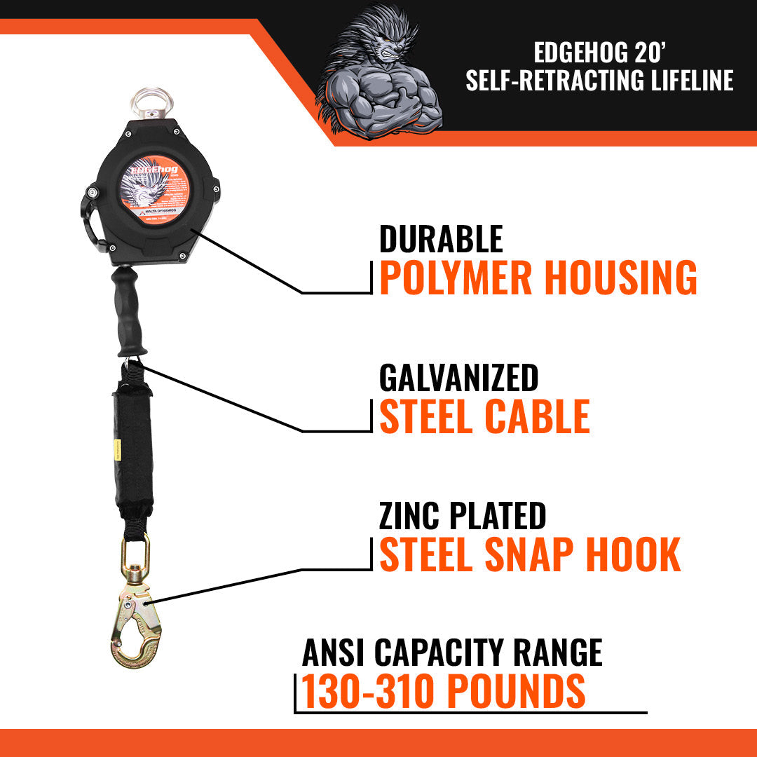 20’,-30’-&-50’-EDGEHOG-SRL-W/-SNAP-HOOK,-CLASS-2