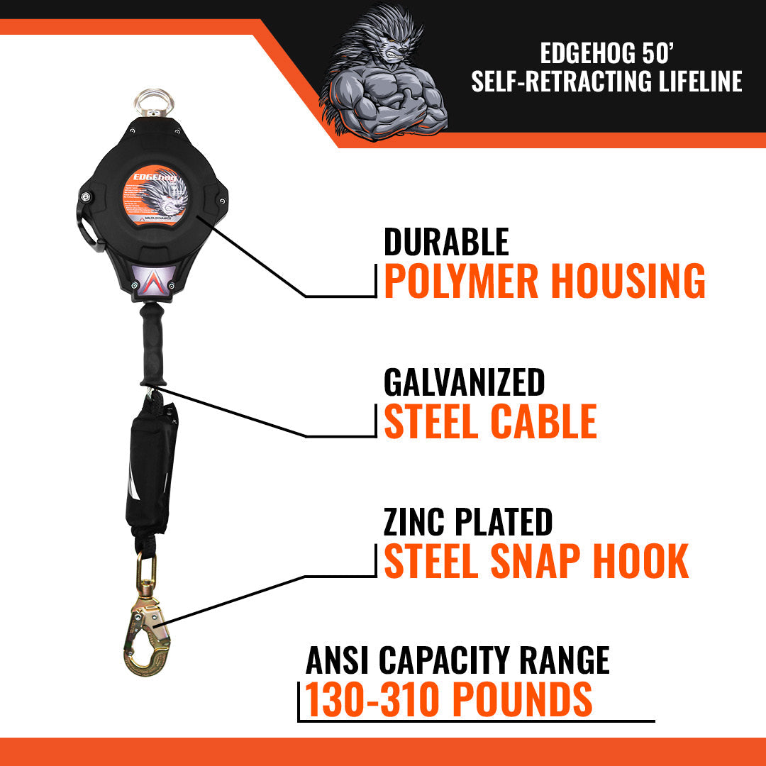 20’,-30’-&-50’-EDGEHOG-SRL-W/-SNAP-HOOK,-CLASS-2