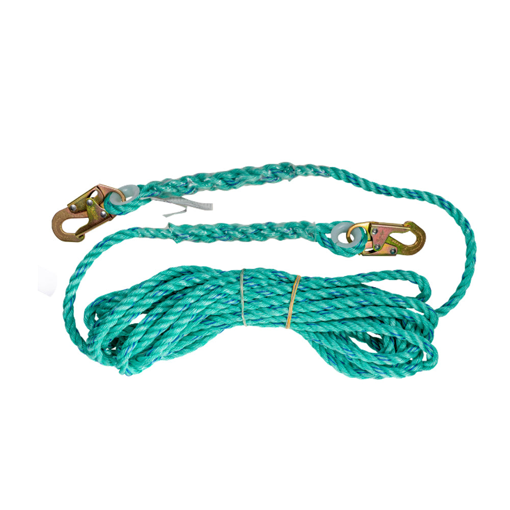 Vertical Rope Lifeline, 150 ft., 5/8 in. Polysteel, Hooks Both Ends