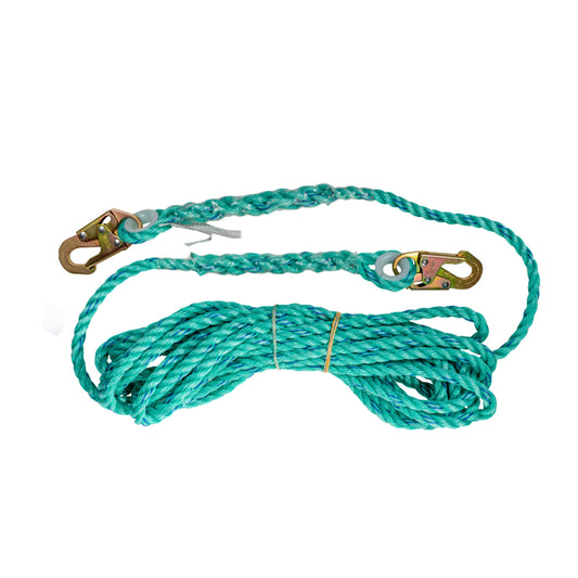 Vertical Rope Lifeline, 150 ft., 5/8 in. Polysteel, Hooks Both Ends