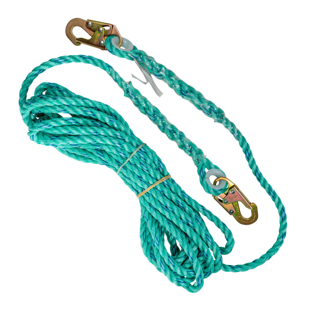 Vertical Rope Lifeline, 50 ft., 5/8 in. Polysteel, Hooks Both Ends