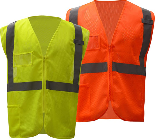 Standard Class 2 Mesh Zipper Safety Vest W/ Id Pocket