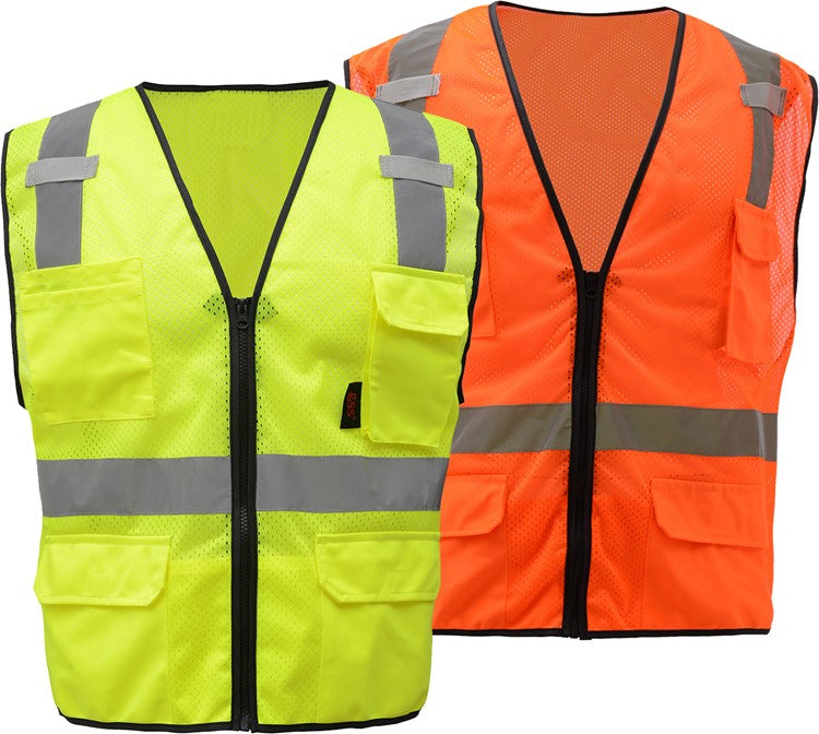 Premium Class 2 Multi-Purpose Mesh Zipper Vest W/ 6 Pockets Vest