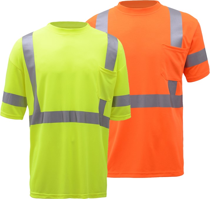 Class 3 Moisture Wicking Short Sleeve Safety T-Shirt With Chest Pocket